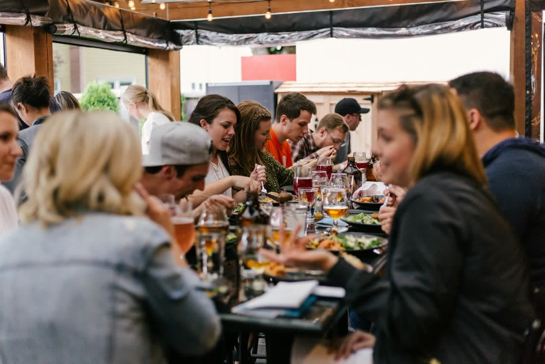 Friends at an outdoor dinner